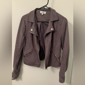 Women's Gray Suede Moto Jacket